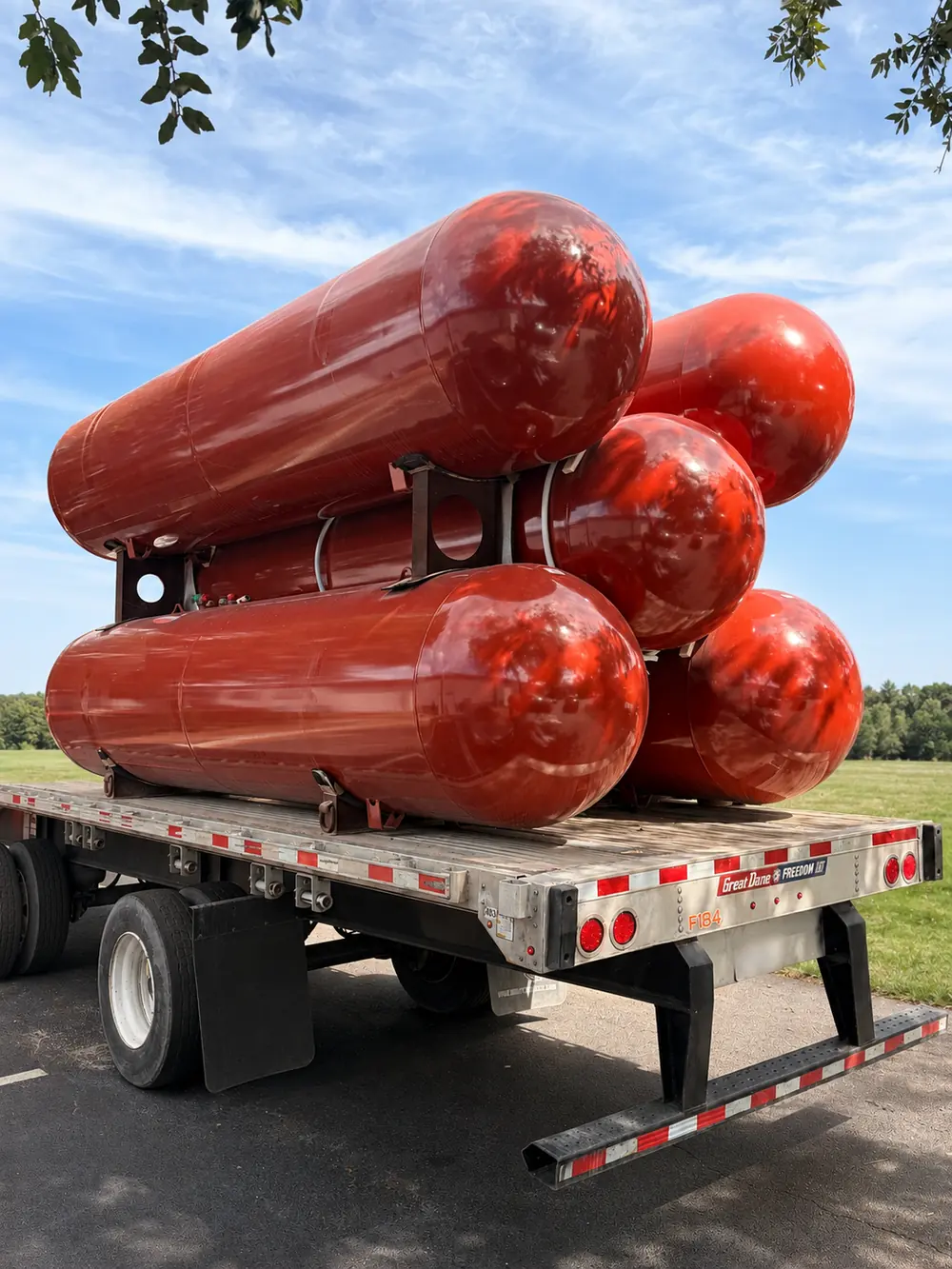 Propane tanks loaded on a flatbed